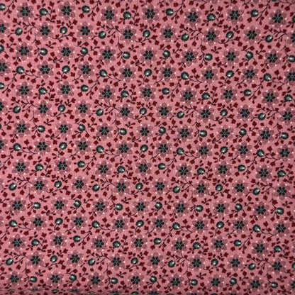 Vintage Mauve With Blue & Maroon Floral Cotton Blend: 2.25 yds