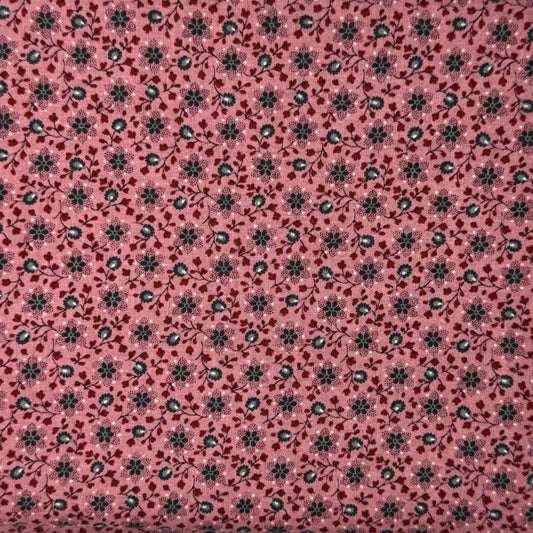Vintage Mauve With Blue & Maroon Floral Cotton Blend: 2.25 yds