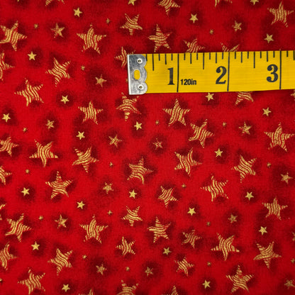 Red With Gold Stars Cotton: 1.5 yds