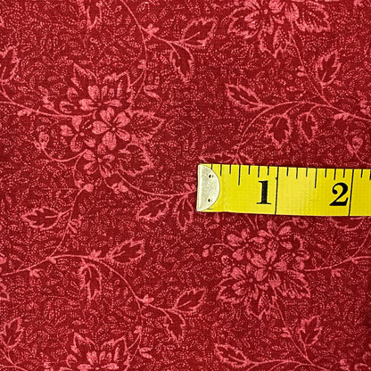 Red Fancy Floral Cotton: 2 yds