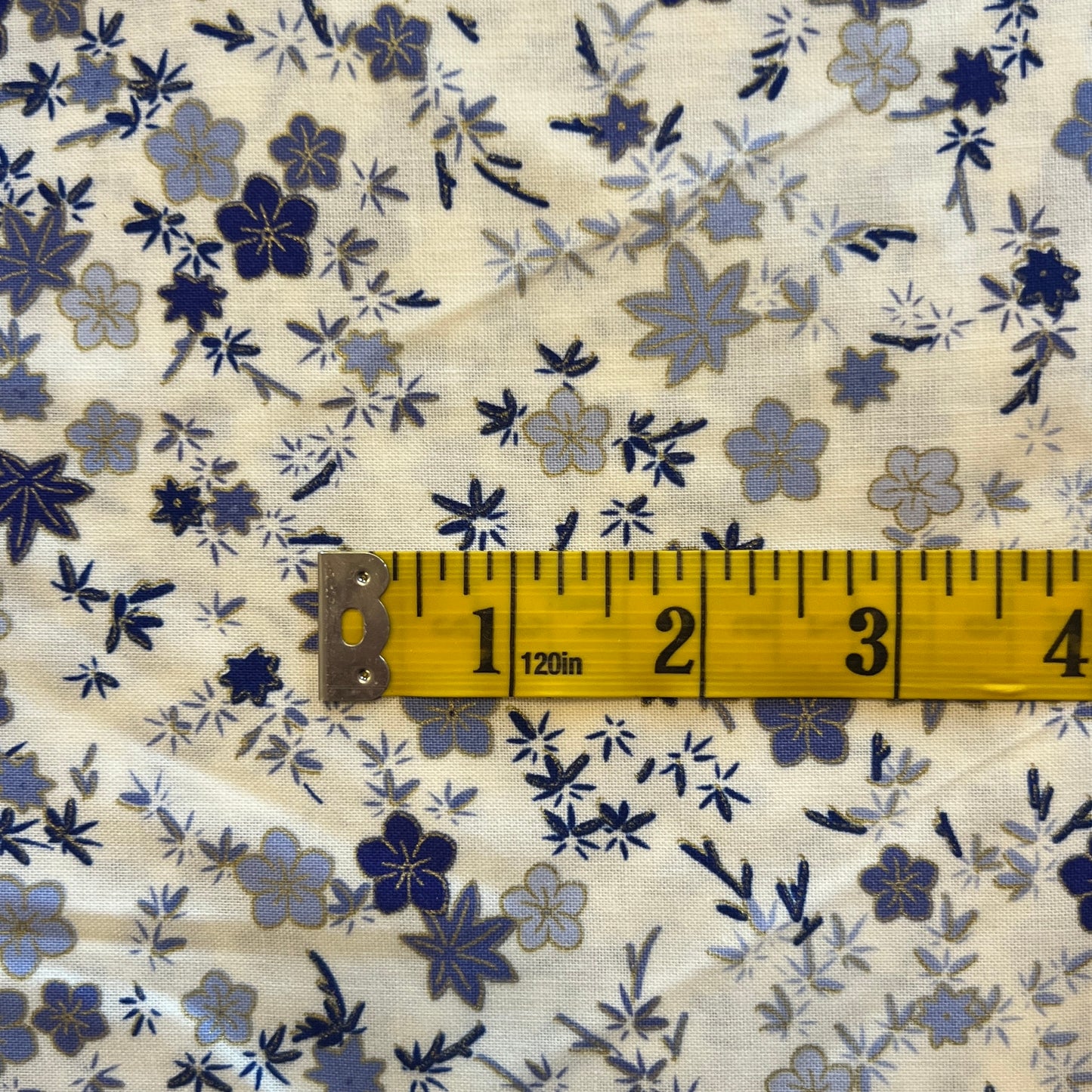 Blue Floral Cotton: 3 yds