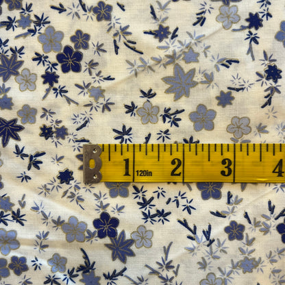 Blue Floral Cotton: 3 yds