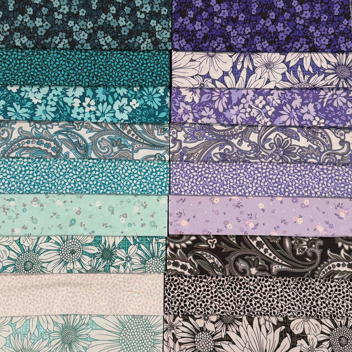 Purple & Green Floral Fat Quarter Bundle