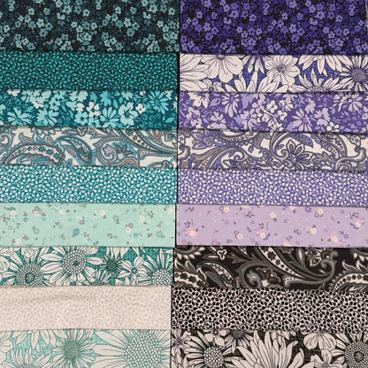 Purple & Green Floral Fat Quarter Bundle