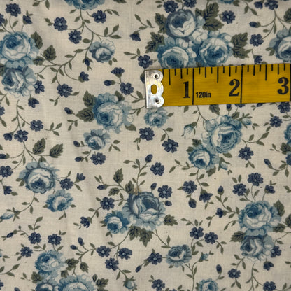 Light Blue Fancy Floral Cotton Blend: 2 yds