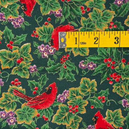 Cardinals & Christmas Florals Cotton Blend: 1 yd