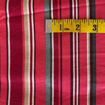 Red, Green & Cream Striped Cotton: 1 yd