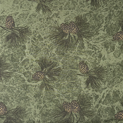 Tonal Green With Subtle Pine Cones Cotton: 1.25 yds