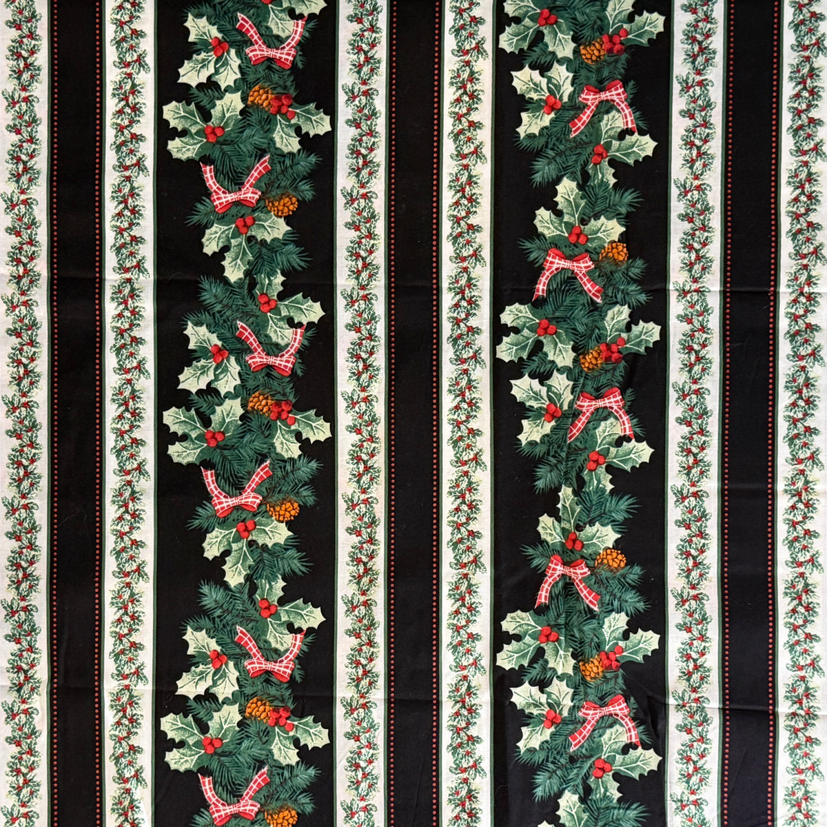 Striped Holiday Greens Cotton: 1.75 yds