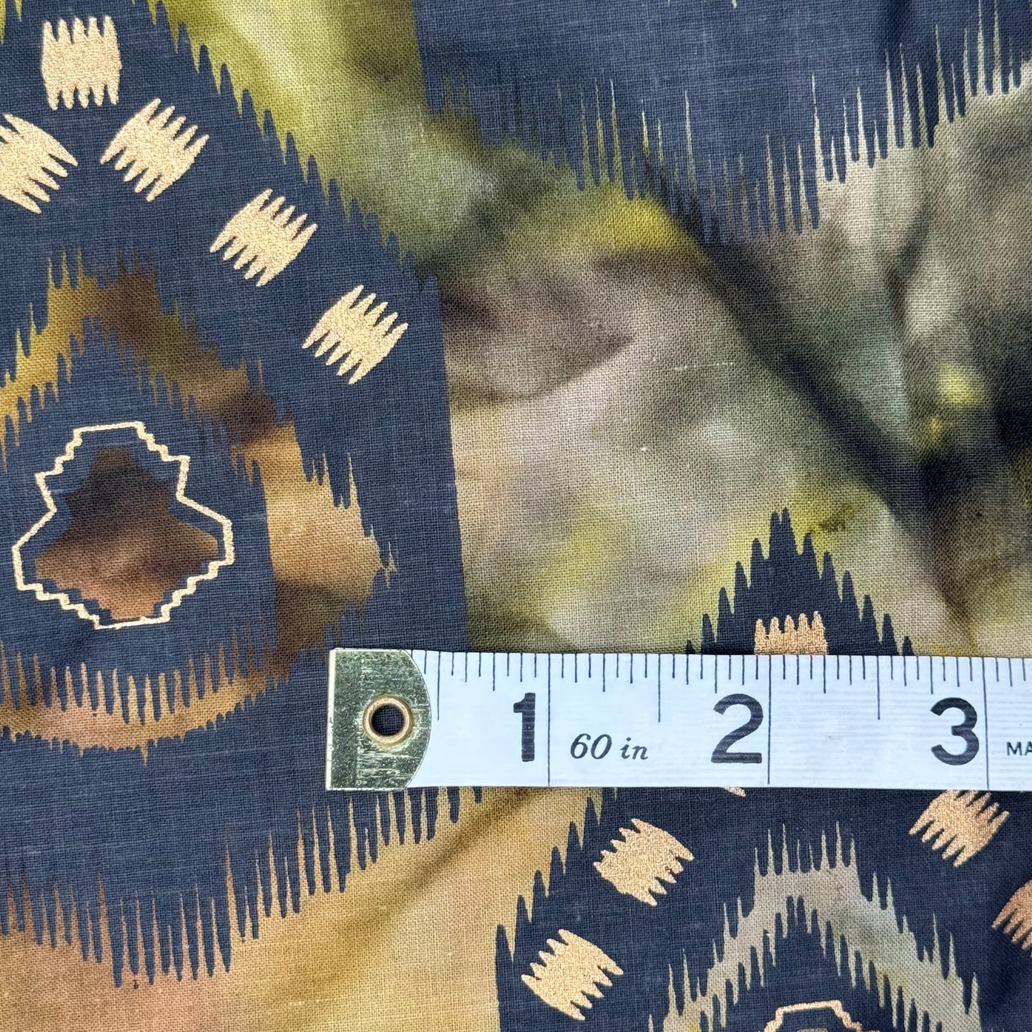 Black/Tan/Green Mottled Kente Print Cotton: 2 yds