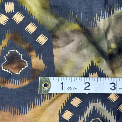 Black/Tan/Green Mottled Kente Print Cotton: 2 yds