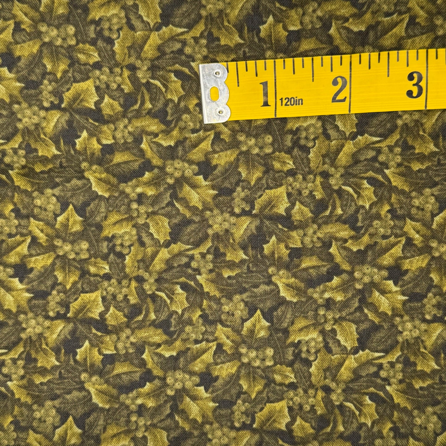 Dark Green Leaves & Berries Cotton: 2 yds
