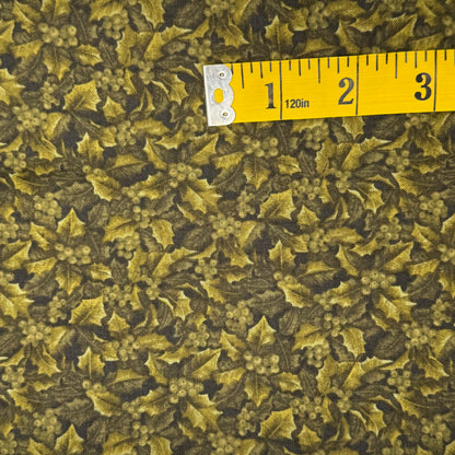 Dark Green Leaves & Berries Cotton: 2 yds