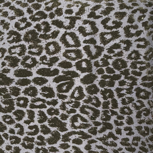Navy Poly Cotton With Embroidered Velvet Animal Print Home Decor: 3 yds