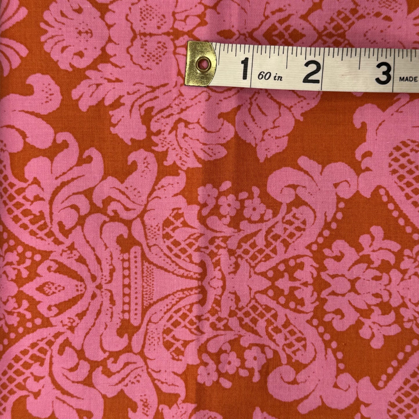 Pink & Orange Damask Cotton: 2 yds