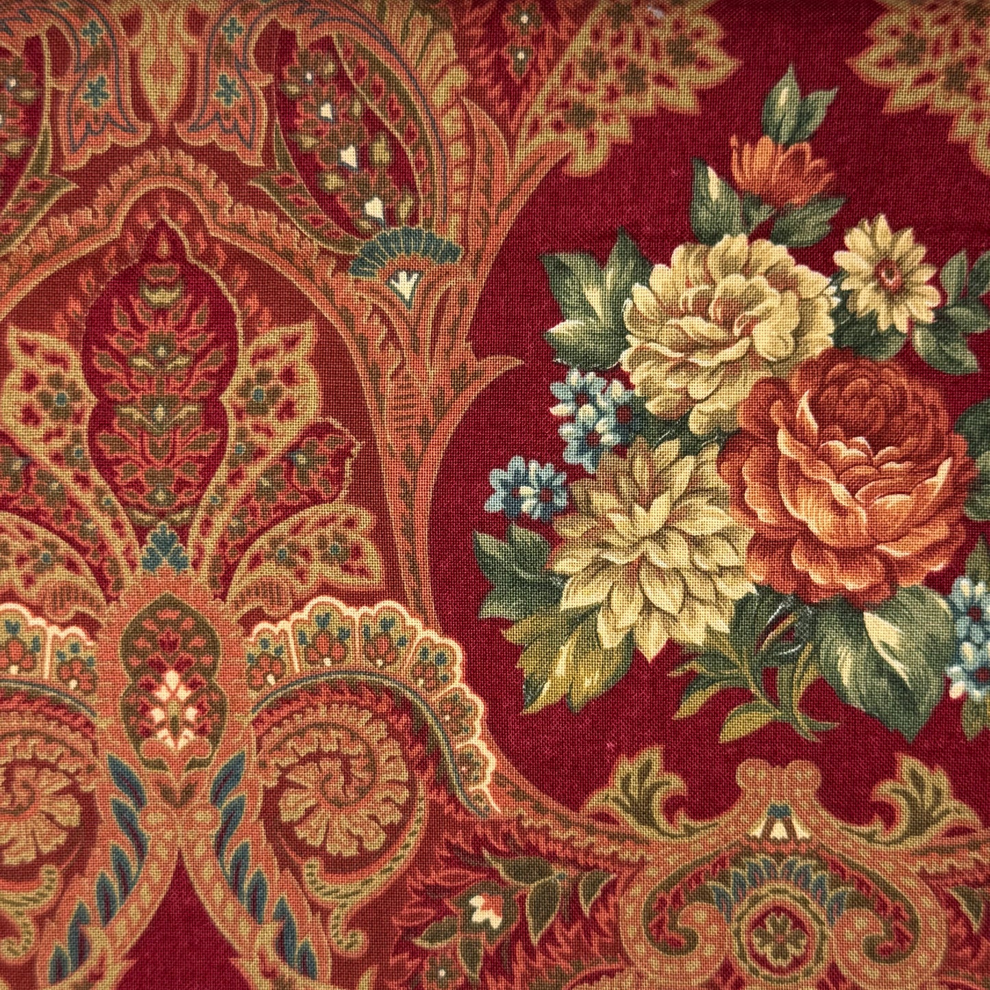 Red Paisley Floral Cotton: 1.5 yds