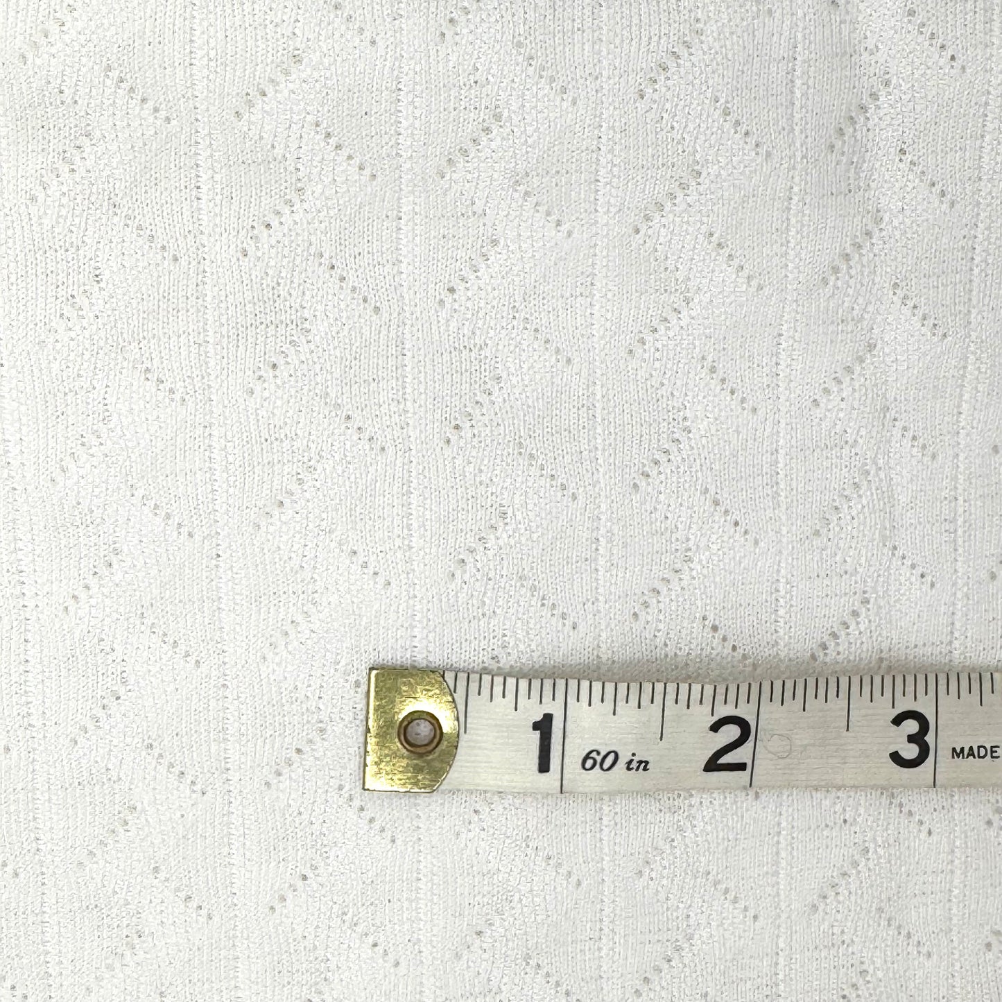 Sheer White Pointelle Stripe Weave Poly: 2 yds