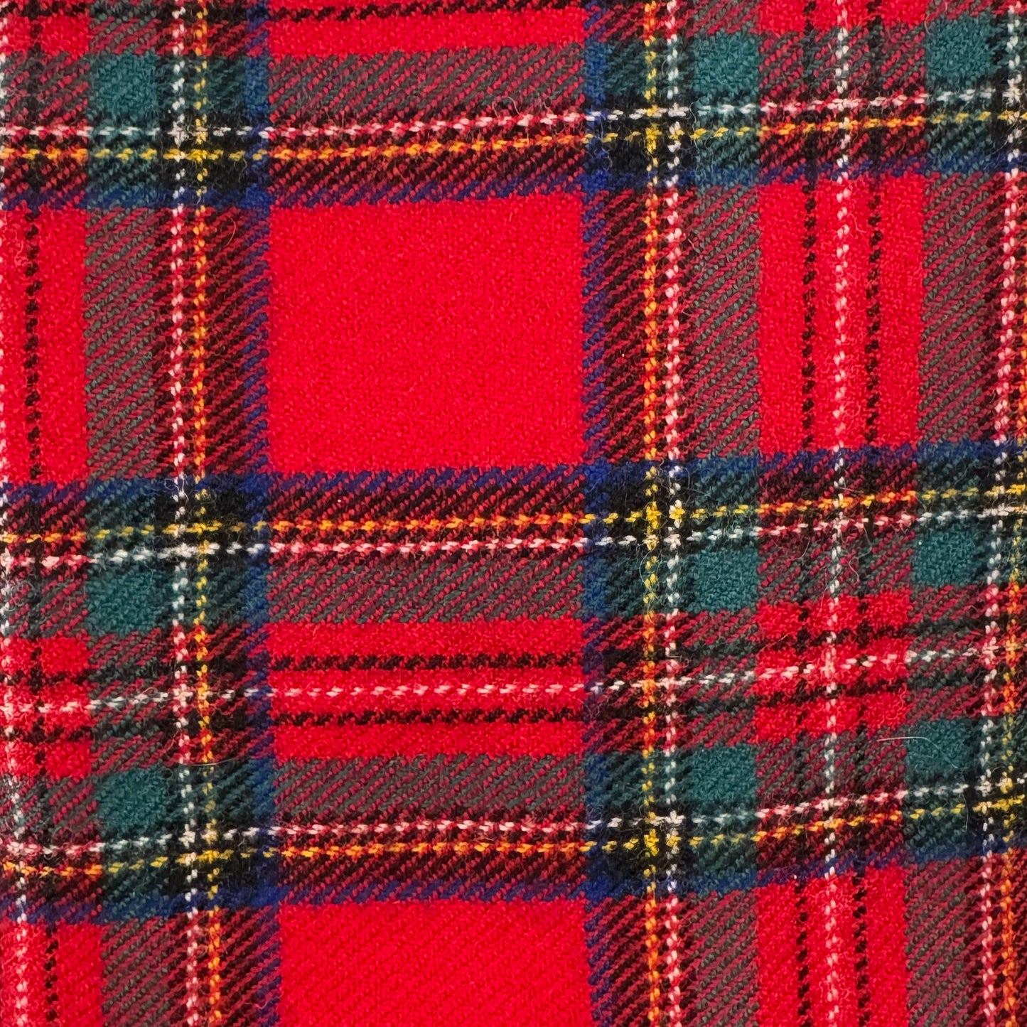 Red, Green & Blue Plaid Wool Blend: 1 yd