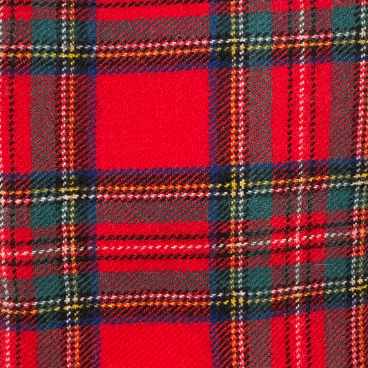 Red, Green & Blue Plaid Wool Blend: 1 yd