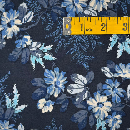 Blue & White Floral Cotton: 1.25 yds