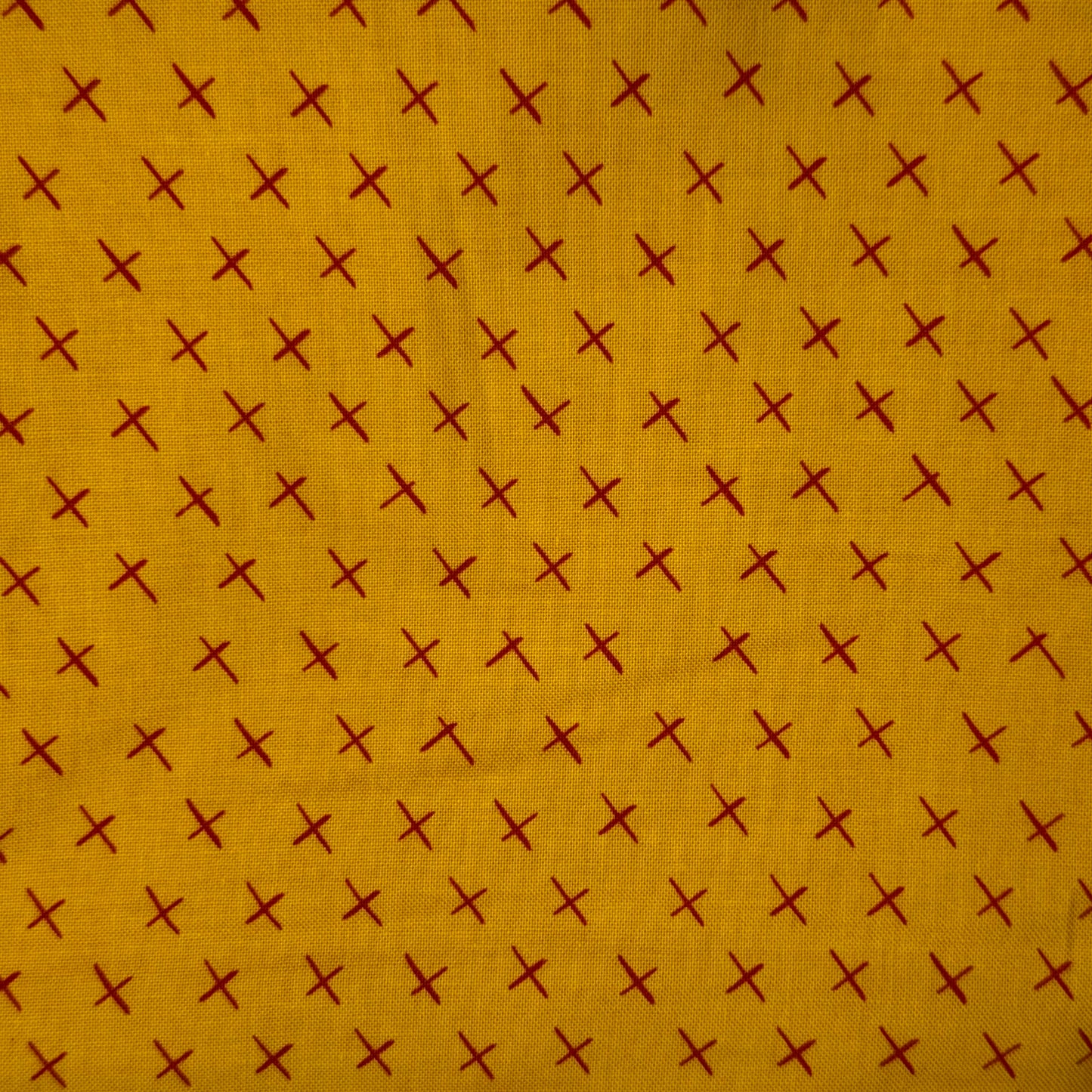 Yellow With Red Cross Marks Cotton: 2 yds