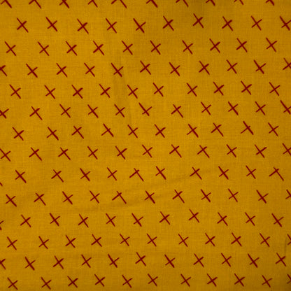 Yellow With Red Cross Marks Cotton: 2 yds