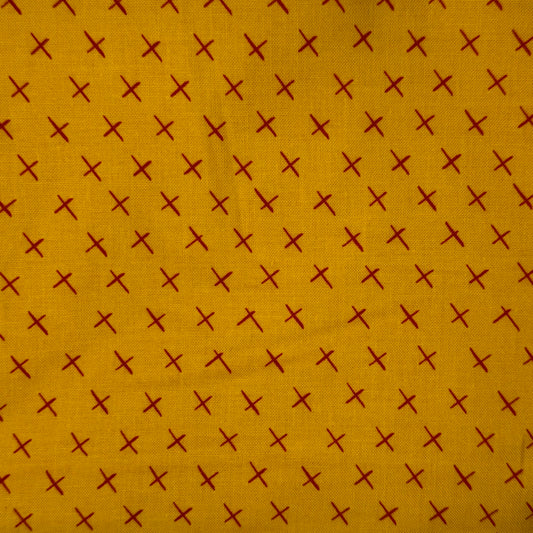 Yellow With Red Cross Marks Cotton: 2 yds