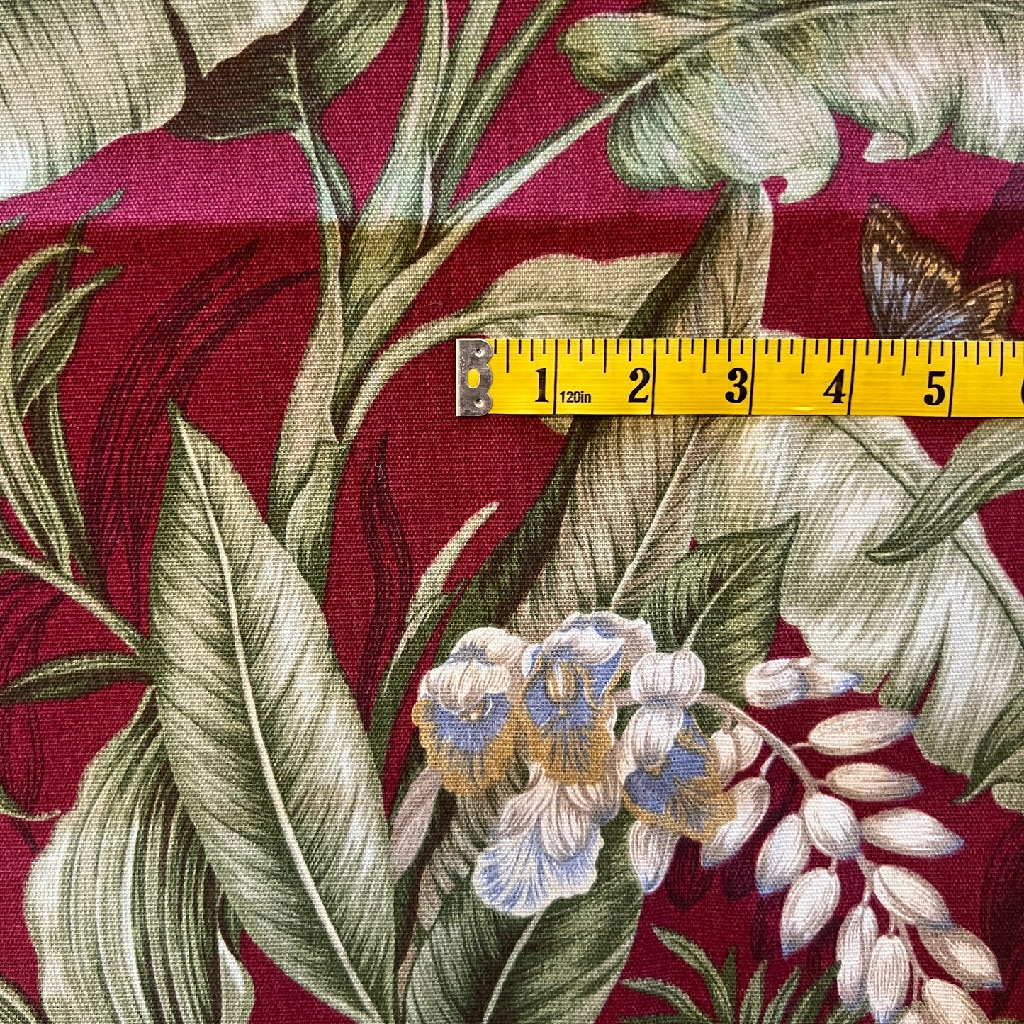 Red Tropical Floral Upholstery: 1.5 yds