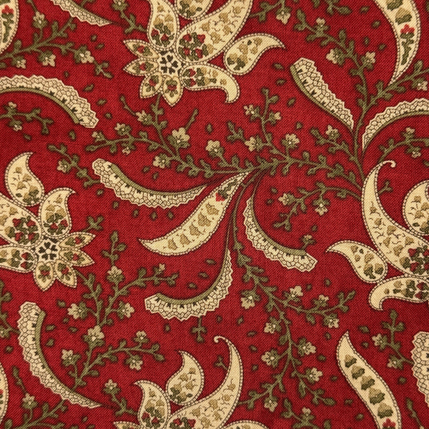 Red Fancy Paisley Floral Cotton: 5 yds