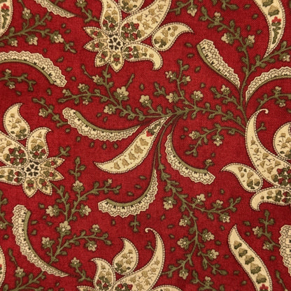 Red Fancy Paisley Floral Cotton: 5 yds