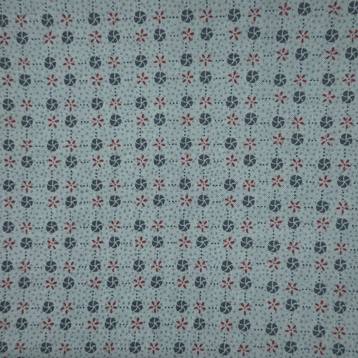 Blue & Red Abstract Floral Cotton: 2 yds