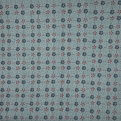 Blue & Red Abstract Floral Cotton: 2 yds