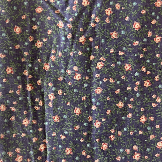 Purple With Pink Floral Cotton: 1 yd