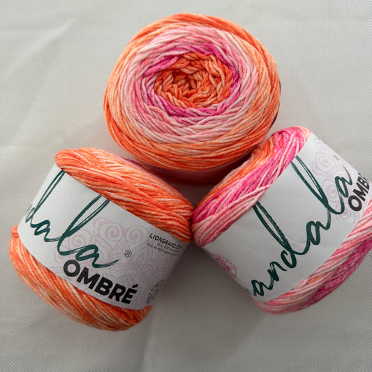 Lion Brand Mandala Ombre Yarn in Serene: 3 Skeins