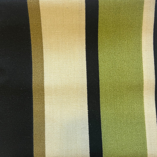 Cream, Green & Black Stripe Upholstery: 1 yd