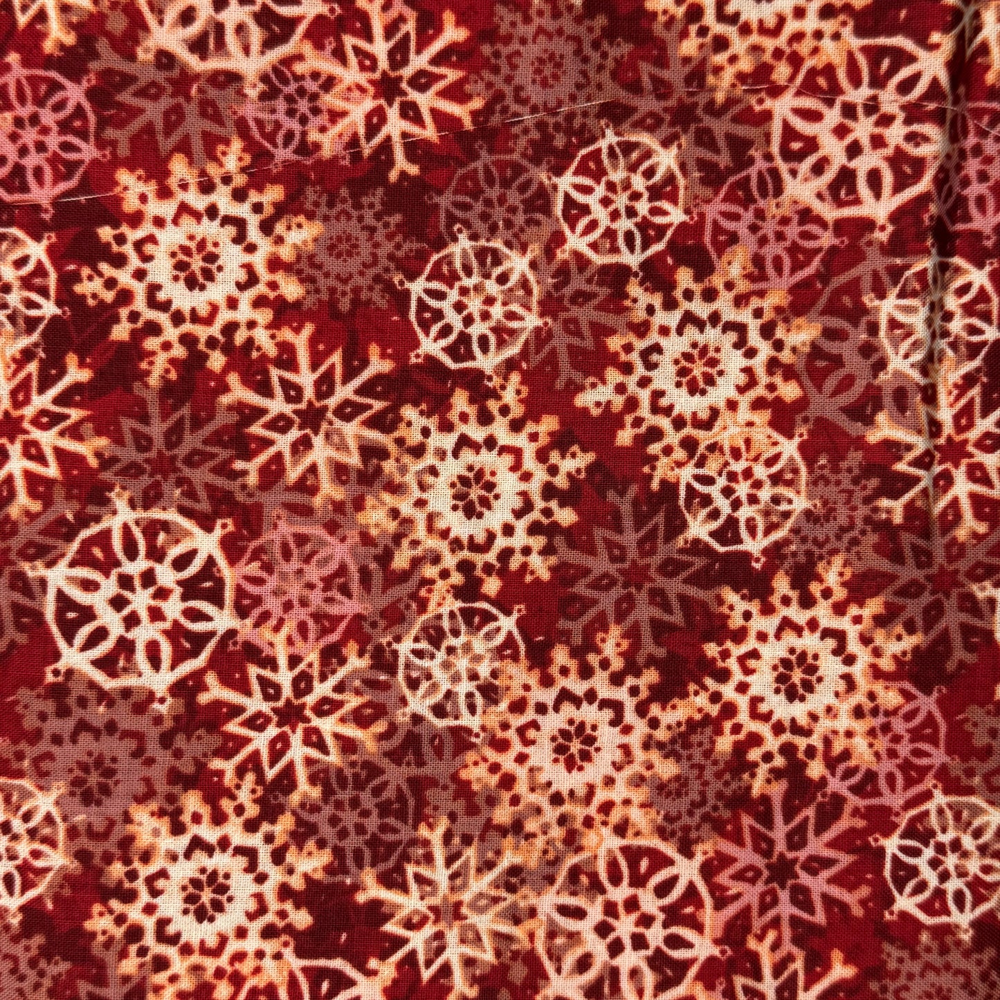 Red With White Snowflakes Cotton Blend: 4 yds