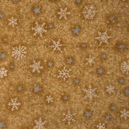 White Snowflakes & Silver Stars Cotton: 1 yd