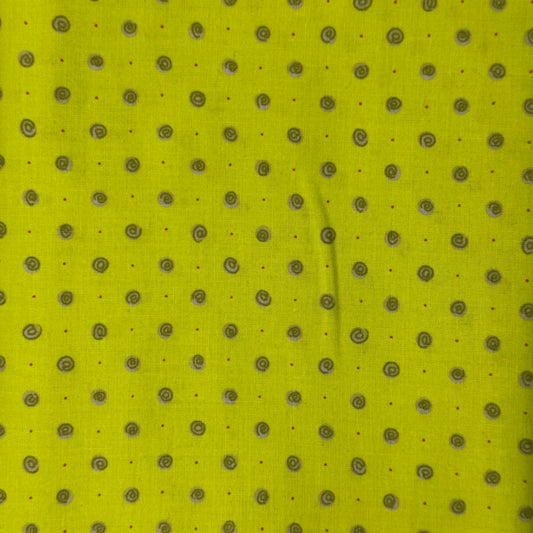 Lime Green With Spiral Dots Cotton: 2 yds