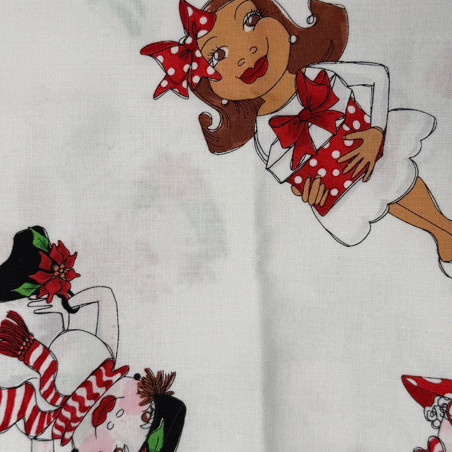 Snowball Ladies on White Background Cotton: 1 yd