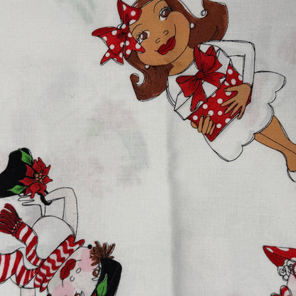 Snowball Ladies on White Background Cotton: 1 yd