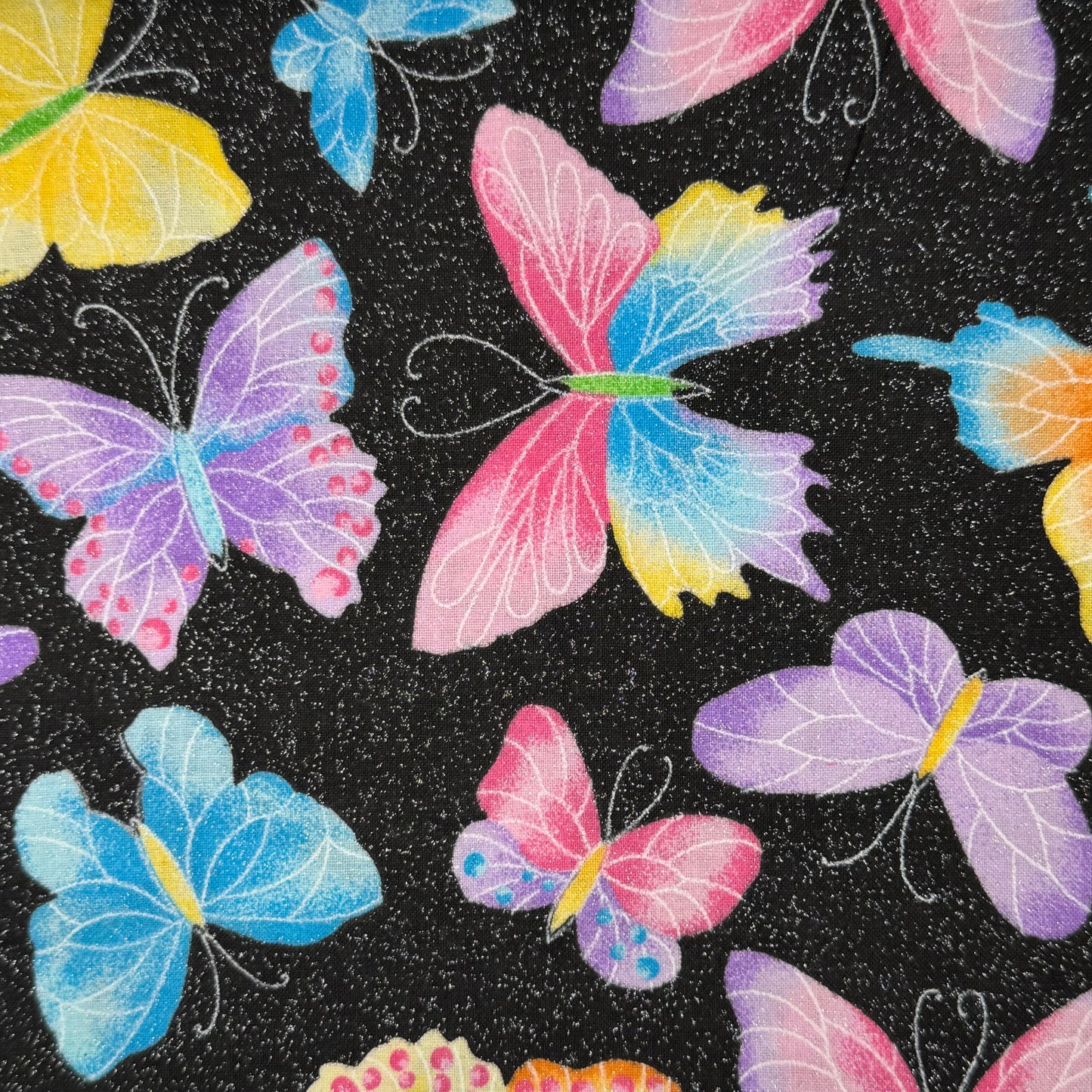 Glittery Butterflies Cotton Blend: 1.5 yds