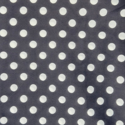 Lightweight White on Gray Polka Dot 2-Way Stretch Knit Poly: 3 yds