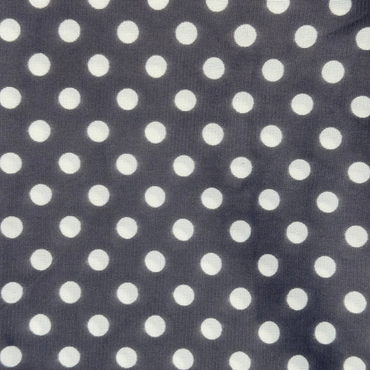 Lightweight White on Gray Polka Dot 2-Way Stretch Knit Poly: 3 yds