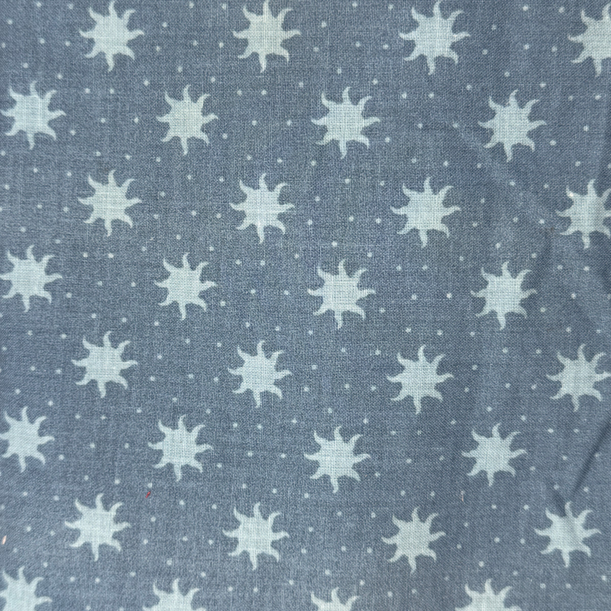 Faded Two Tone Blue With Dots & Suns Cotton: 2 yds
