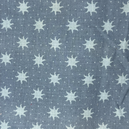 Faded Two Tone Blue With Dots & Suns Cotton: 2 yds