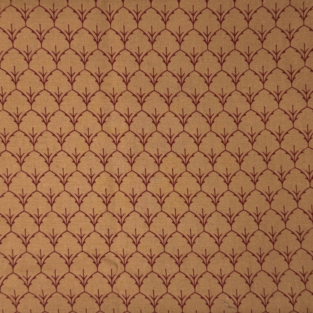 Tan With Maroon Branches Cotton: 1 yd