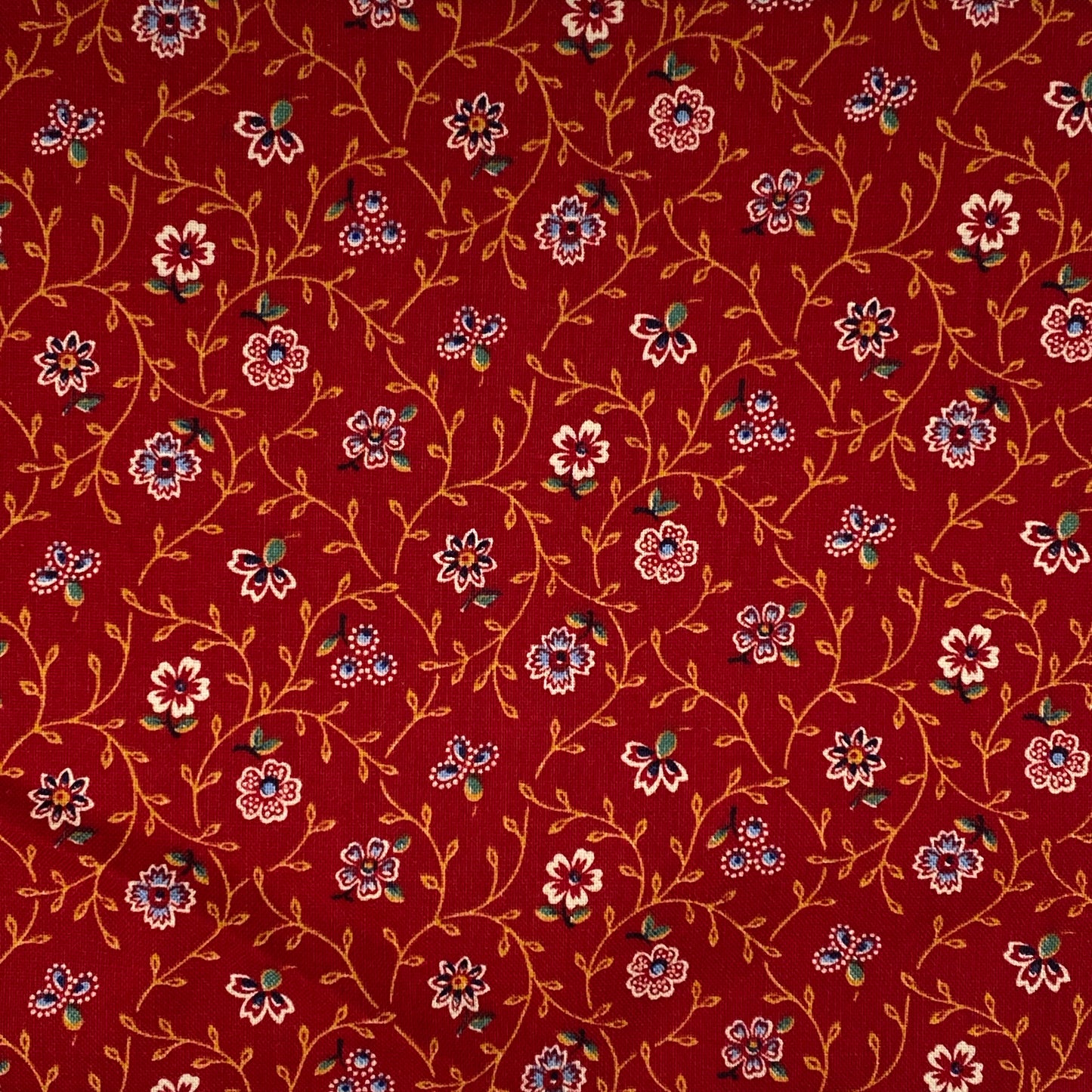 Maroon Floral & Vines Cotton: 1.5 yds