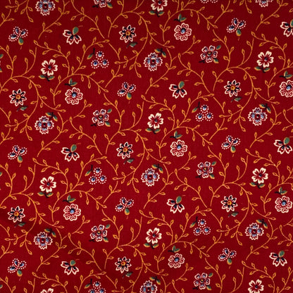 Maroon Floral & Vines Cotton: 1.5 yds