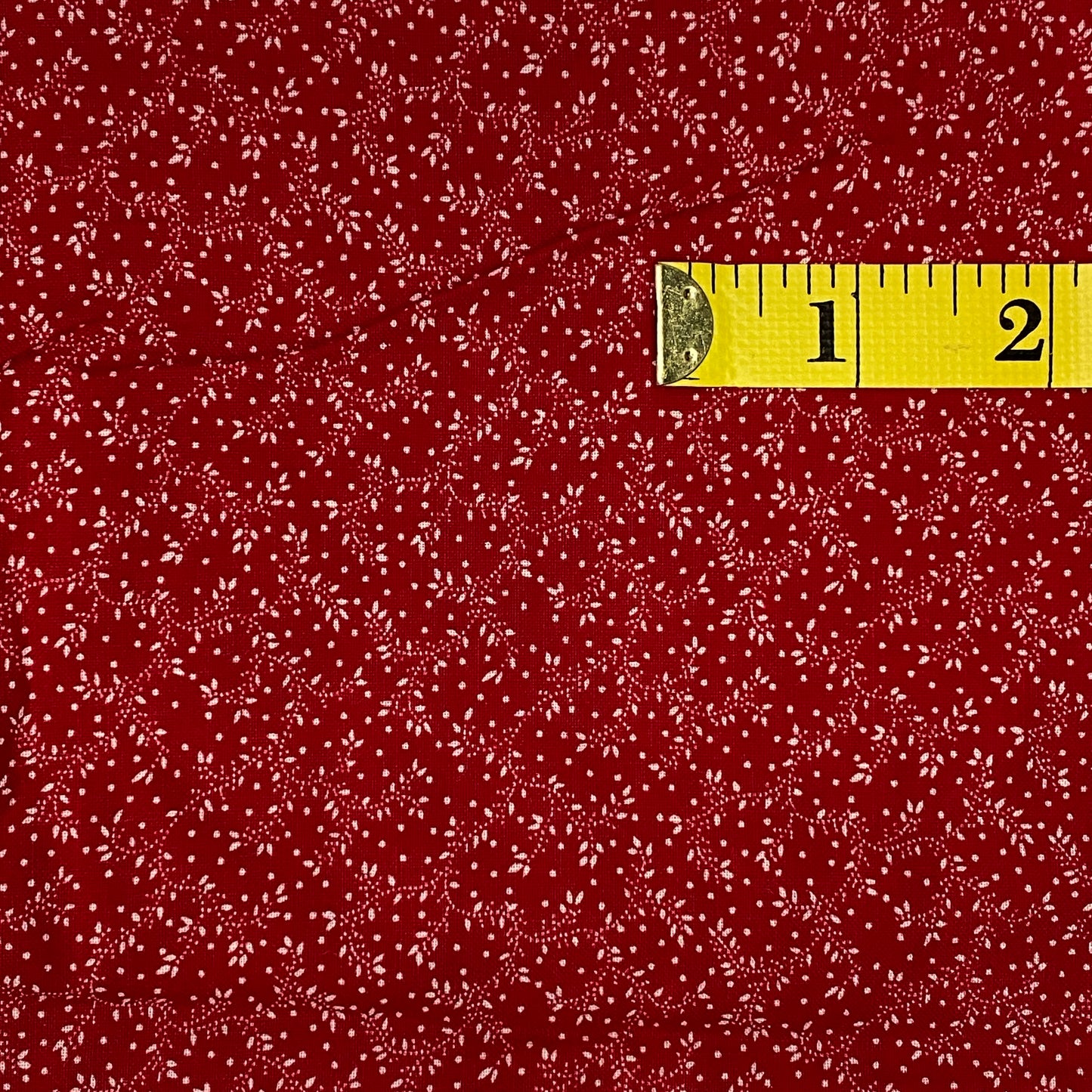 Red With White Vines Cotton: 1 yd