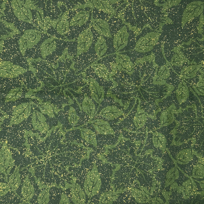 Tonal Green Floral With Gold Sparkles Cotton Blend: 2 yds